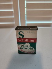 Vtg Schilling Chili Powder Spice Tin w/ SOMBRERO HAT Graphics RARE picture