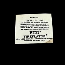 Eco Tireflator Air Meter Instructions Label John Wood Muskegon Michigan Vintage picture