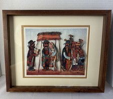 Jovan Obican Style Vintage Print 3D Jewish Wedding Scene Framed 15” X 12” picture