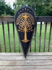 28'Custom Medieval Kite Shield Wooden Viking Shield Armor Replica Halloween Gift picture