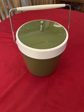 West Bend Vintage Mid Century Modern I’ve Bucket Green And White With Tongs picture