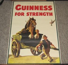 Vintage 1990's GUINNESS BEER FOR STRENGTH No. 9 John Gilroy LITHO AD POSTER 1949 picture