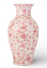 Beautiful Pink Flowers Reproduction Porcelain Jar Vase-14.5