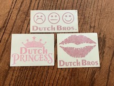 RARE Dutch Bros Red Lips, Princess sticker/decal - Vintage Lot, Lot Of 3, READ picture