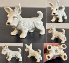Vintage Japan White Ceramic Scottie Dog Figurine 5” Scottish Terrier Mid Century picture