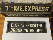NYC SUBWAY ROLL SIGN IRT 1949 BROOKLYN BRIDGE MANHATTAN RIVER PARKCHESTER BRONX picture