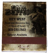 Vintage Matchbook, KEY WEST, FL, Pat Croce's Rum Barrel Restaurant & Drinks picture