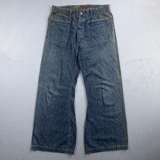 1940s WWII Navy Selvedge Denim Pants Seafarer Uniform Blue Jeans VTG 40s 30x28 picture