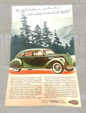 Vtg 1938 Lincoln-Zephyr V12 Print Advertisement Green Car Smokie Mountains Color picture