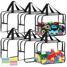 6 Pcs XL Toy Storage Bags Widen Waterproof Clear Toy Organizer with Labels | ... picture