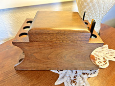 Vintage 6 Pipe Tobacco Milk Glass Humidor Wood Stand W/ 3 pipes Novelty Pattberg picture