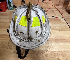 White Cairns and Bros N5A Medium Leather Fire Helmet 80s picture