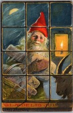 c1910s Artist-Signed JENNY NYSTROM Swedish CHRISTMAS Postcard / Tomte Gnome Elf picture