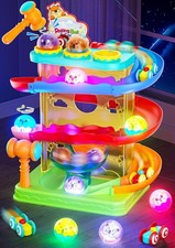 2-in-1 Rolling Ball & Car Ramp Race Track for Toddlers, Hammer Ball Drop Toy picture