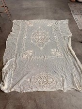 Edwardian Tabour Lace Tablecloth Cream Color Mesh Pre 1920s picture