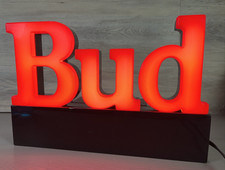 Vintage Bud Beer Light Up Sign Works 1992 Bar neon BUDWEISER bright red electric picture