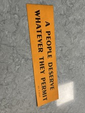 Vintage Bumper Sticker Political People deserve whatever they permit 1970s Never picture