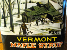 VERMONT MAPLE SYRUP 1 QUART METAL TIN CAN Graphic Advertising - VINTAGE picture