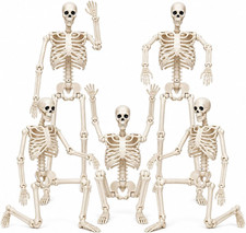 5 PCS Spooky Posable Halloween Skeleton Decor 15 Inches, Full Body Posable Joint picture