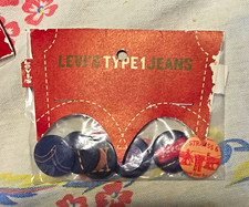 Levi's type 1 jeans vintage pin button pinback set of 6 lot unopened rare 1