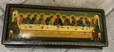 Vintage Russian Kholui Lacquer Box The Last Supper Signed Malkov V 1992 Art picture