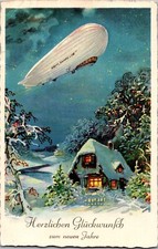 1933 Germany Graf Zeppelin LZ 127 New Year Artistic Postcard Cover to Cologne picture