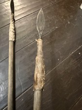 2 Antique/Vintage Wood & Metal African Tribal Hunting Spears picture