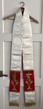 red and white priest stole communion motif Embroidered Grapes picture