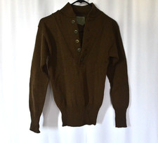 Vintage Military 100% Wool Army Jeep Sweater 5 Button Warm Winter -Small (34-36) picture