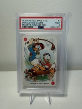 Donald & Caddie 1938 Castell Bros. Ltd. Mickey's Fun Fair RED #7 Disney PSA 9 picture