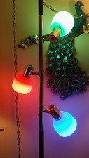 See Video Vintage 1960s Mid Century Red Green Blue Cone Tension Pole Lamp MCM picture