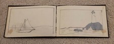 Folk Art 1894 BOSTON SKETCHBOOK U. S. AMERICAN  Antique American ANIMALS PEOPLE picture