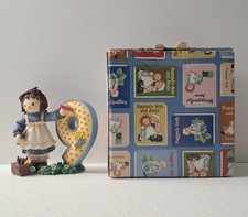 Vintage Enesco Raggedy Ann Age 9 Birthday Figurine Doll Crayons 1994 picture