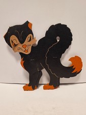 Vintage Halloween Arched Back Black Cat Die Cut Table Standee Beistle 1950s 12