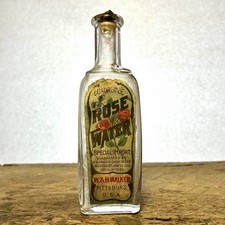 Antique W. & H. Walker Quadrupled Rose Water Bottle W/ Paper Label Pittsburgh PA picture