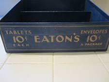 Antique Large Tin Counter Top Store Display Box Stand Blue Rare picture