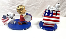 Peanuts Snoopy & Linus Patriotic Figurine Bundle Americana Decor NEW ships fast picture