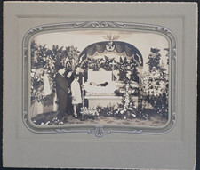 VTG  1920's Cabinet Card Photo, Post Mortem, Mourning Family, Open Coffin picture