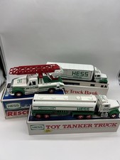 Lot Of 3 Vintage Hess Toy Trucks 1994 Rescue, Bank, Tanker With Original Boxes picture