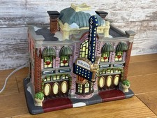 Enchanted Forest Village Holiday Christmas Porcelain Lighted Movie Theater picture