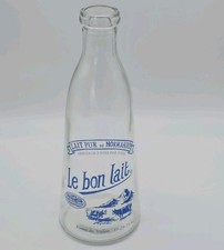 French Lait Pur de Normandie Le bon Lait Milk Bottle Vintage Glass NO SWING/CAP picture
