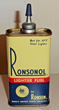 Vintage Old Lead Top RONSONOL 4 Oz Lighter Fluid Can - Handy Oil Tin w/ Graphics picture