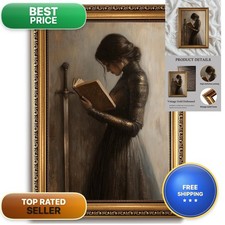 Sereneframo Art Gold Framed Dark Academia Medieval Knight Canvas Wall Art picture