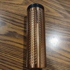 2015 Starbucks Copper Stainless Travel Tumbler Sweater or Chevron Design 16 oz picture