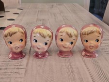 RARE VINTAGE NAPCO PINK MISS CUTIE PIE  SPICE SHAKER  SET JAPAN HTF EXCELLENT picture