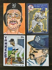 ACEO Sketch Trading Print Card ‘84 & ‘85 Don Mattingly Yankees Tribute 4 Lot Art picture
