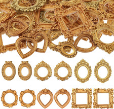 60 Pcs Mini Vintage Frames, Tiny Resin Antique Frames, 6 Styles Small Gold picture