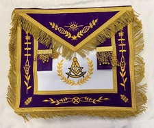Masonic Past Master Apron Purple Gold Embroidery Fringe Regalia picture