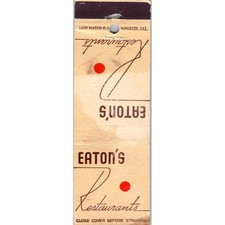 Eaton's Restaurant Los Angeles California Advertising Matchbook Cover MM9-1 picture