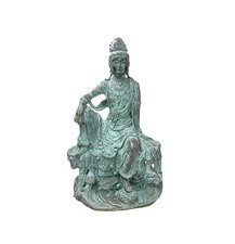 Chinese Rustic Oxidized Patina GuanYin Bodhisattva Metal Buddha Statue GB005 picture